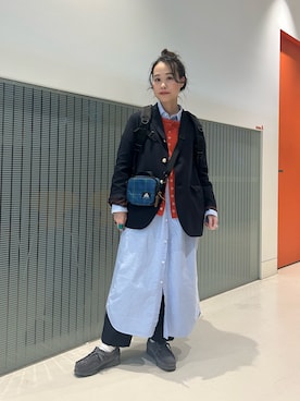 「セットアップスタイル」｜「アイテム（ワンピース/ドレス）」を使った、黒田 彩乃さん（レディース・153cm）の冬コーディネート