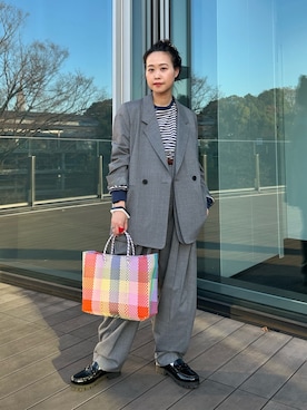 「アイテム（テーラードジャケット）」を使った、黒田 彩乃さん（レディース・153cm）の冬コーディネート