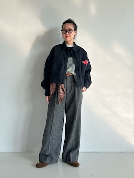 「アイテム（ミリタリージャケット）」を使った、黒田 彩乃さん（レディース・153cm）の秋コーディネート