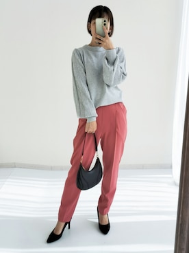 「nissen（ニッセン）の【褒められシルエット】テーパードパンツ（スラックス）」を使った、あやぱんさん（レディース・157cm）の夏コーディネート