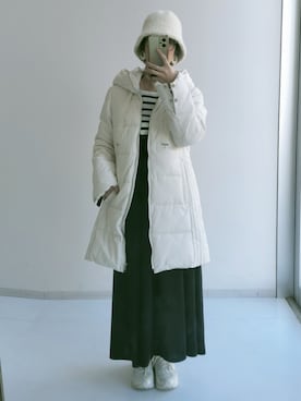 「レギュラー」｜「アイテム（ダウンジャケット/コート）」を使った、あやぱんさん（レディース・157cm）の冬コーディネート
