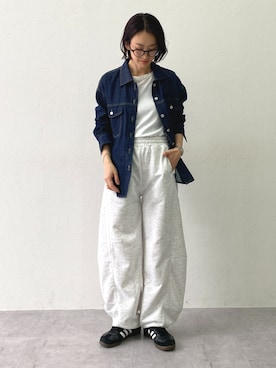 「nissen（ニッセン）の＜2月20日午前11時販売開始＞【i Deni】6.7ozデニムシャツジャケット（はっ水）＜大きいサイズ有＞（ジャケット/アウター、ブルー系）」を使った、あやぱんさん（レディース・157cm）の春コーディネート