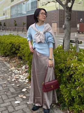 「nissen（ニッセン）の【美極シャツ】ダブルポケットニューノーマルシャツ＜大きいサイズ有＞（シャツ/ブラウス、ベージュ系）」を使った、あやぱんさん（レディース・157cm）の春コーディネート