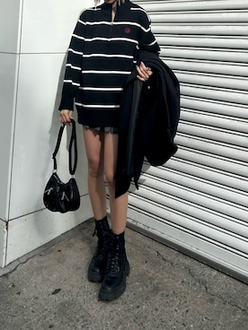 「EVRIS（エヴリス）のアイテム（チェスターコート）」を使った、MINAMIさん（レディース・163cm）の冬コーディネート