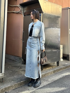「EVRIS（エヴリス）のアイテム（デニムジャケット）」を使った、MINAMIさん（レディース・163cm）の冬コーディネート