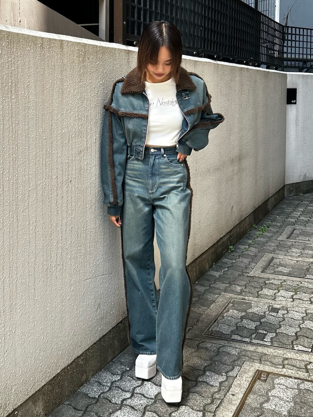 EVRIS デニムボアブルゾン ブラック EVRIS エヴリス デニムボア