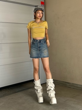 「EVRIS（エヴリス）のアイテム（ハンチング/ベレー帽）」を使った、MINAMIさん（レディース・163cm）の夏コーディネート