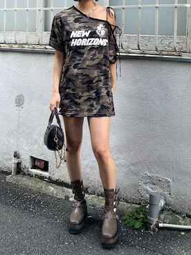 「迷彩コーデ」｜MINAMIさん（レディース・163cm）の冬コーディネート