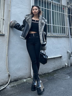 「EVRIS（エヴリス）のアイテム」を使った、MINAMIさん（レディース・163cm）の冬コーディネート