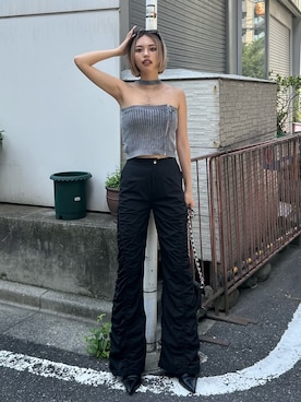 「ベアトップ」｜MINAMIさん（レディース・163cm）の夏コーディネート