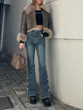 「EVRIS（エヴリス）のアイテム」を使った、MINAMIさん（レディース・163cm）の冬コーディネート