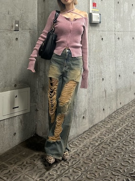 「アイテム（ニット/セーター）」を使った、MINAMIさん（レディース・163cm）の夏コーディネート