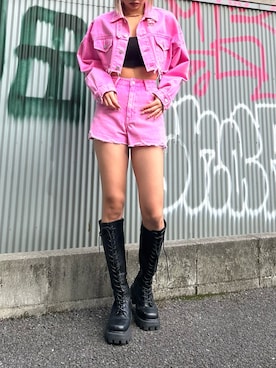 「EVRIS（エヴリス）のアイテム（デニムジャケット）」を使った、MINAMIさん（レディース・163cm）の冬コーディネート