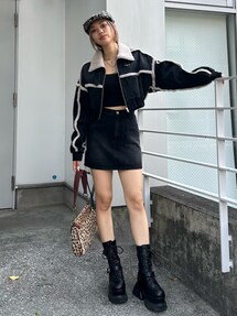 デニムボアミニスカート【セットアップ着用可能】｜エヴリス（EVRIS