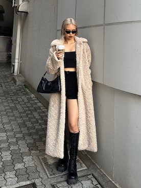 「EVRIS（エヴリス）のアイテム（チェスターコート）」を使った、MINAMIさん（レディース・163cm）の冬コーディネート
