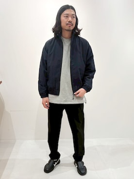 「Grand PARK（グランドパーク）のフルダルナイロン スタンドカラージップブルゾン（その他アウター、ブルー系）」を使った、Grand PARK MENSさん（メンズ・168cm）の春コーディネート