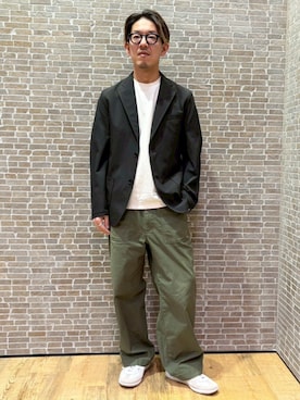 「Grand PARK（グランドパーク）のナイロンリップストレッチテーラードジャケット（テーラードジャケット、ブラック系）」を使った、Grand PARK MENSさん（メンズ・168cm）の春コーディネート