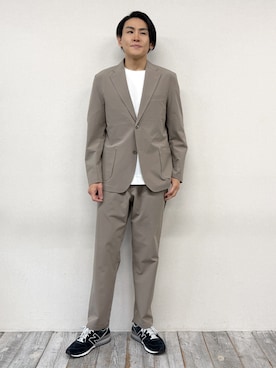 「Grand PARK（グランドパーク）のナイロンリップストレッチテーラードジャケット（テーラードジャケット、ベージュ系）」を使った、Grand PARK MENSさん（メンズ・168cm）の春コーディネート