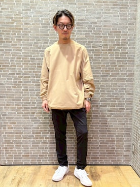 「Grand PARK（グランドパーク）のT-800 2WAYプルオーバー（Tシャツ/カットソー、イエロー系）」を使った、Grand PARK MENSさん（メンズ・168cm）の春コーディネート