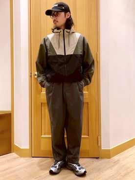 「Grand PARK（グランドパーク）のフルダルナイロン フーディブルゾン（その他アウター、グリーン系）」を使った、Grand PARK MENSさん（メンズ・168cm）の春コーディネート