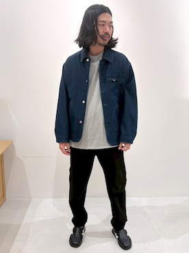 「Grand PARK（グランドパーク）のBROOKLYN OVERALLデニムカバーオール（デニムジャケット、ブルー系）」を使った、Grand PARK MENSさん（メンズ・168cm）の春コーディネート