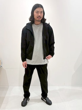 「Grand PARK（グランドパーク）のフルダルナイロン フーディブルゾン（その他アウター、ブラック系）」を使った、Grand PARK MENSさん（メンズ・168cm）の春コーディネート