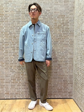 「Grand PARK（グランドパーク）のBROOKLYN OVERALLデニムカバーオール（デニムジャケット、ブルー系）」を使った、Grand PARK MENSさん（メンズ・168cm）の春コーディネート