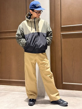 「Grand PARK（グランドパーク）のフルダルナイロン フーディブルゾン（その他アウター、グリーン系）」を使った、Grand PARK MENSさん（メンズ・168cm）の春コーディネート