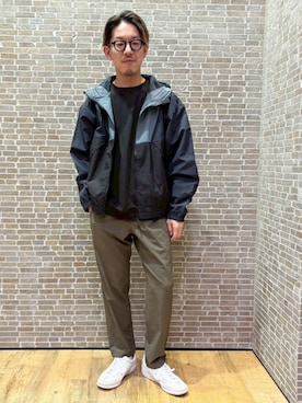 「Grand PARK（グランドパーク）のフルダルナイロン フーディブルゾン（その他アウター、ブルー系）」を使った、Grand PARK MENSさん（メンズ・168cm）の春コーディネート