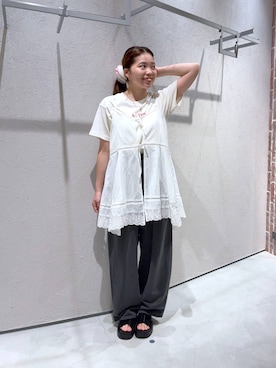 「LOWRYS FARM（ローリーズファーム）の２Ｐスネークリボンネックレス　 142877（ネックレス）」を使った、yuminaさん（レディース・160cm・20代）の夏コーディネート