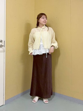 「LOWRYS FARM（ローリーズファーム）のストレッチサテンスカート　 290120（スカート、ブラウン系）」を使った、yuminaさん（レディース・160cm）の夏コーディネート