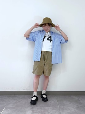 「RAGEBLUE（レイジブルー）のアイテム（ハット）」を使った、yuminaさん（レディース・160cm）の夏コーディネート