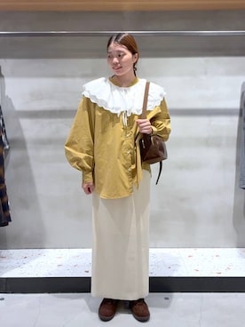 「アイテム（バレッタ/ヘアクリップ）」を使った、yuminaさん（レディース・160cm）の秋コーディネート