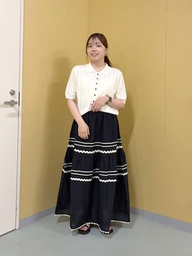 「LOWRYS FARM（ローリーズファーム）のスタイルＵＰクロスカップキャミ　100757（Tシャツ/カットソー、ホワイト系）」を使った、yuminaさん（レディース・160cm）の夏コーディネート