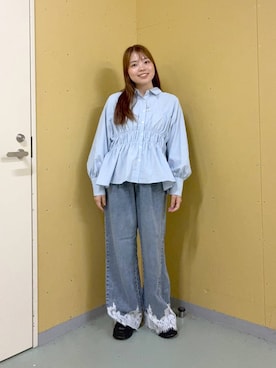 「LOWRYS FARM（ローリーズファーム）のストレッチボリュームヒールブーツ　1044026（ブーツ、ブラック系）」を使った、yuminaさん（レディース・160cm）の秋コーディネート