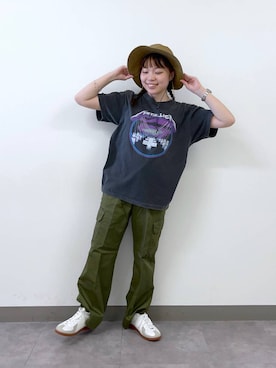 「RAGEBLUE（レイジブルー）のアイテム（ハット）」を使った、yuminaさん（レディース・160cm）の夏コーディネート