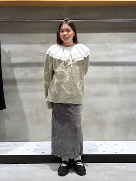 「アイテム（付け襟）」を使った、yuminaさん（レディース・160cm）の秋コーディネート