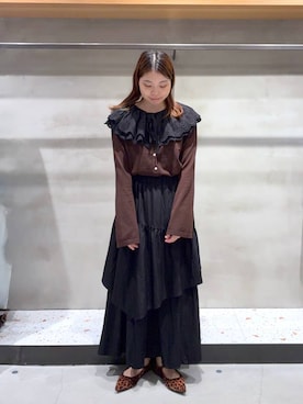「アイテム（付け襟）」を使った、yuminaさん（レディース・160cm）の秋コーディネート