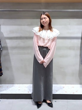 「アイテム（付け襟）」を使った、yuminaさん（レディース・160cm）の秋コーディネート