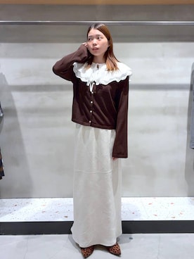 「アイテム（付け襟）」を使った、yuminaさん（レディース・160cm）の秋コーディネート