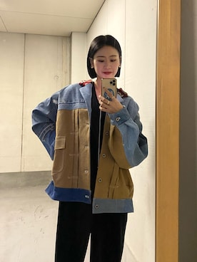 「アイテム（カバーオール）」を使った、shioriさん（レディース・164cm）の冬コーディネート