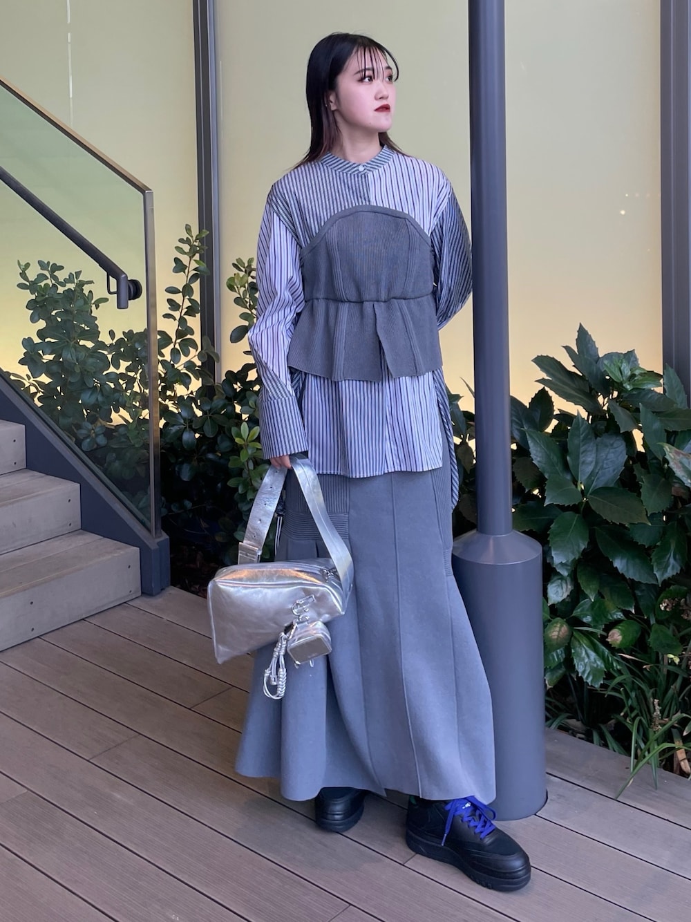 【新品タグ付】UN3D. アンスリード ニットビスチェドッキングシャツ 24AW UN3D./アンスリード/UN3D ニットビスチェドッキングシャツ