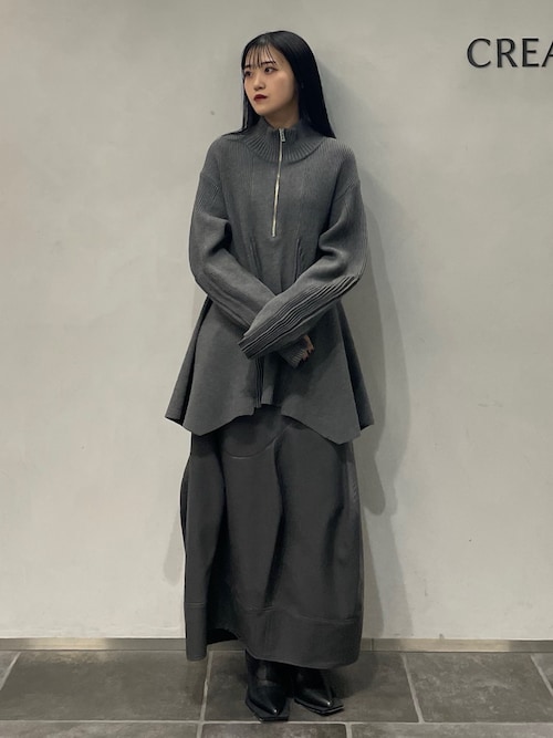 PIN TUCK HALF ZIP TOP / ピンタックハーフジップトップ（ニット