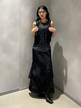 「UN3D.（アンスリード）のGLITTER KT TT（タンクトップ）」を使った、MINAさん（レディース・158cm）の秋コーディネート