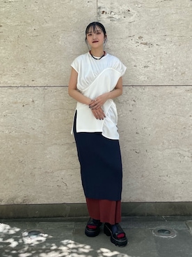 「ラメ」｜「アイテム（Tシャツ/カットソー）」を使った、MINAさん（レディース・158cm）の夏コーディネート
