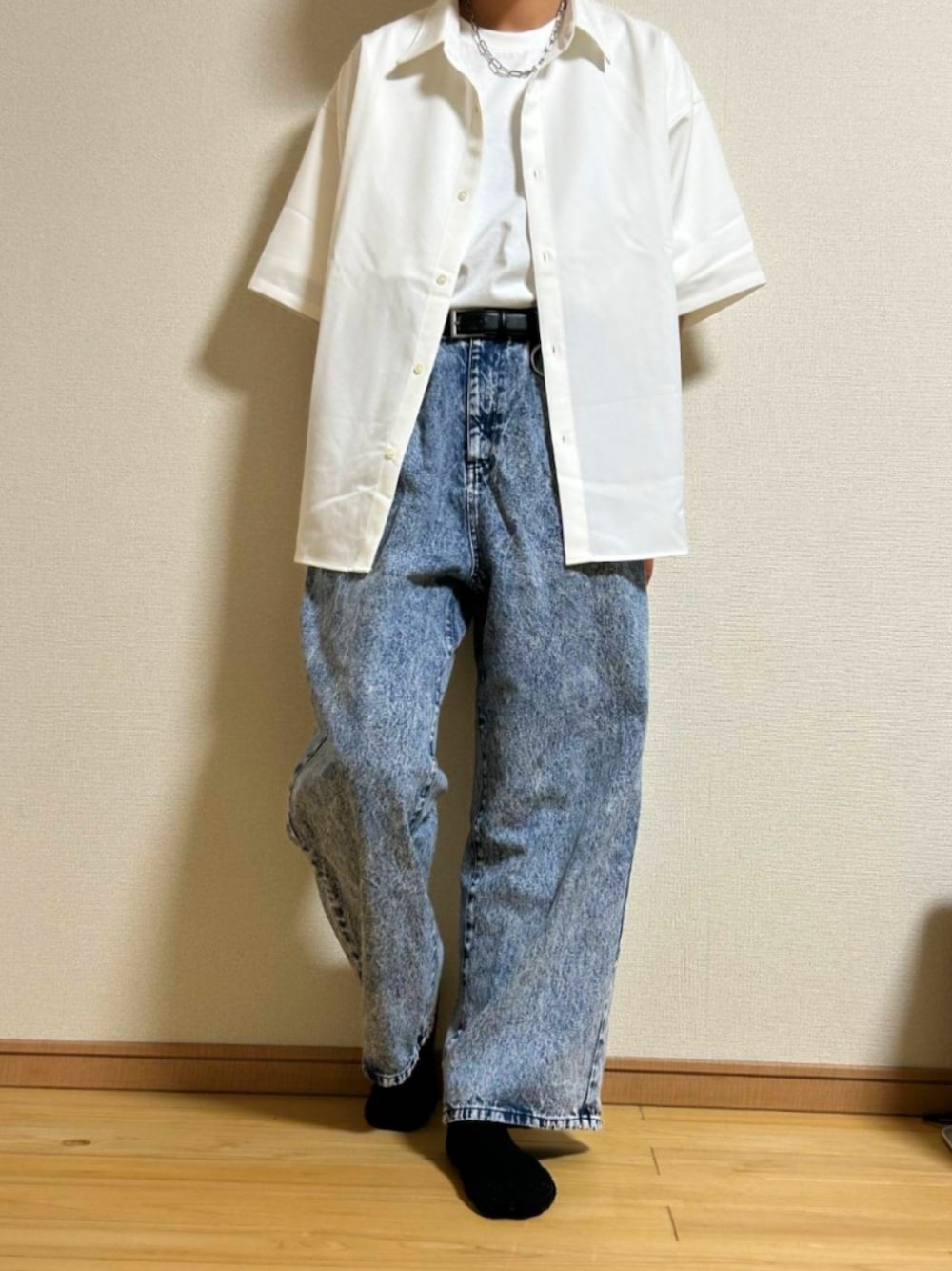 「CLELの【CLEL】Functionary cotton heavyweight short sleeve T-shirt/ファンクショナリーコットン ヘビーウェイト半袖Tシャツ（Tシャツ/カットソー、ホワイト系）」を使った、teihannpatumakuraさん（メンズ・177cm）の春コーディネートの1枚目の写真