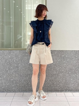 「ビーズバッグ」｜「アイテム（パンツ）」を使った、makoさん（レディース・157cm）の春コーディネート