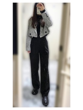 「インスタフォローしてね！」｜emさん（レディース・159cm）の冬コーディネート