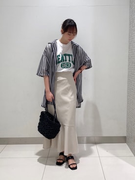 「みんなの白Tフェス」｜「アイテム（ヘアアクセサリー）」を使った、nanaさん（レディース・153cm）の夏コーディネート