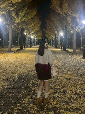 「アイテム（イヤーマフ）」を使った、nanaさん（レディース・153cm）の冬コーディネート